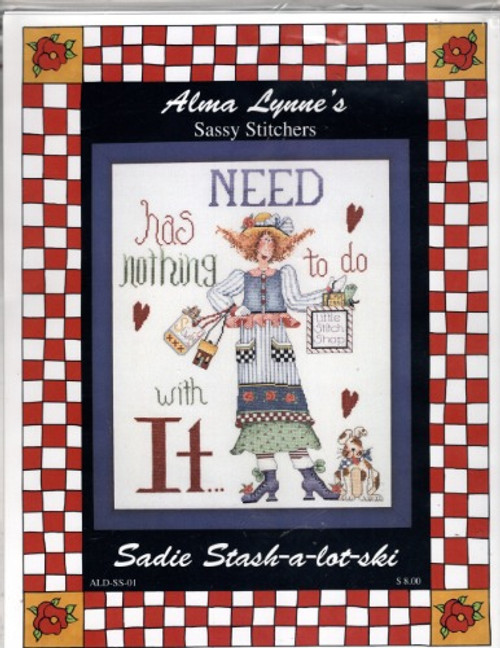 Alma Lynne Sadie Stash-a-lot-ski counted cross stitch chartpack. Sassy Stitchers.