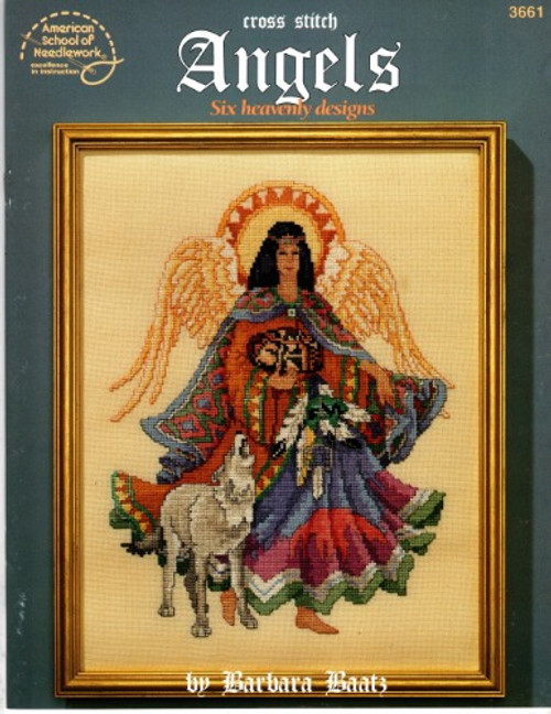 American School of Needlework Cross Stitch Angels Counted Cross Stitch Pattern booklet. Barbara Baatz.  CANDYLAND ANGEL,CELESTIAL ANGEL,GUARDIAN ANGEL, ANGEL OF THE SOUTHWEST, ANGEL OF THE GARDEN, WOODLAND ANGEL