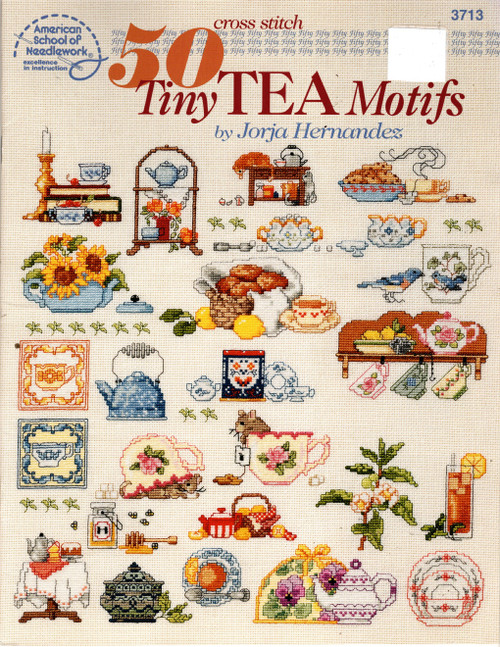 American School of Needlework Cross Stitch 50 Tiny Tea Motifs Counted Cross Stitch Pattern booklet. Jorja Hernandez