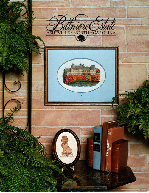Mary Frances Designs Biltmore Estate Asheville North Carolina counted cross stitch leaflet. Includes Biltmore House as seen from lagoon, Lion