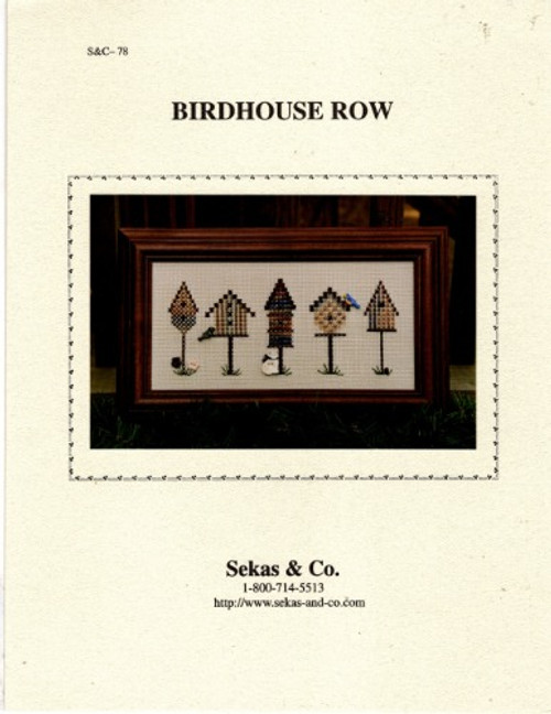 Sekas & Co Watercolour Birdhouse Row counted Cross Stitch Pattern leaflet.