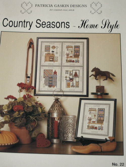 Patricia Gaskin Designs Country Seasons Home Style Counted cross stitch pattern leaflet. Spring, Summer, Autumn, Winter