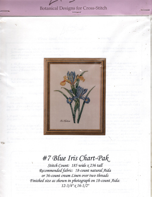 The Lilac Studio Blue Iris Cross Stitch Pattern chartpack. Cindy Rice