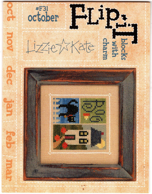 Lizzie Kate Blocks with Charm October Flip-It Series #F31 counted cross stitch pattern with charm