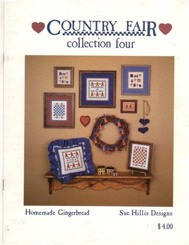 Sue Hillis Designs Country Fair Collection Four Homemade Gingerbread counted cross stitch booklet. Happiness is Homemade, Checkerboard, House sampler