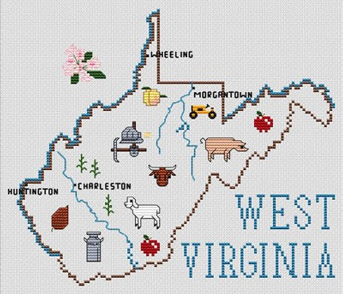Sue Hillis Designs UNITED STATES MAP West Virginia