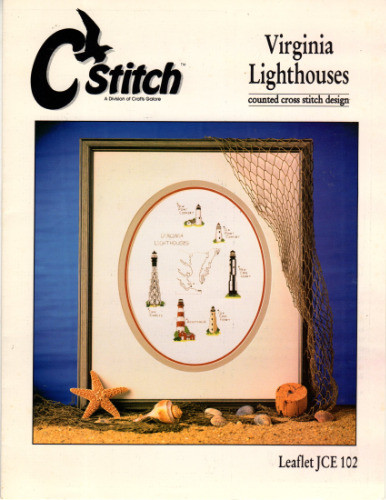 C Stitch Virginia Lighthouses Counted Cross Stitch Pattern leaflet. New Point Comfort, Old Point Comfort, Cape Charles, Assateague, Old Cape Henry, New Cape Henry