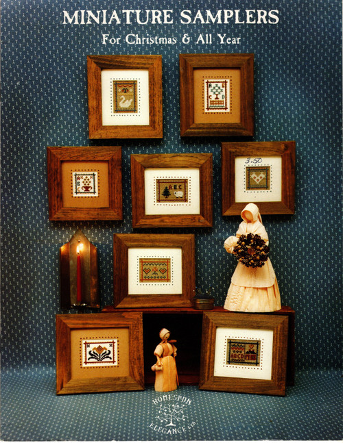 Homespun Elegance Miniature Samplers for Christmas and All Year Cross Stitch Pattern leaflet. Sandra Sullivan. Stylized Flower, Heart, Tree with Fence, House and Alphabet, ABC Flower Pot, Swan, Sheep and Tree, Tree and Hearts Homespun Elegance Miniature Samplers for Christmas and All Year Cross Stitch Pattern leaflet. Sandra Sullivan. Stylized Flower, Heart, Tree with Fence, House and Alphabet, ABC Flower Pot, Swan, Sheep and Tree, Tree and Hearts