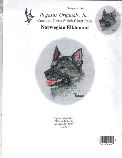 Pegasus Norwegian Elkhound counted cross stitch chartpack