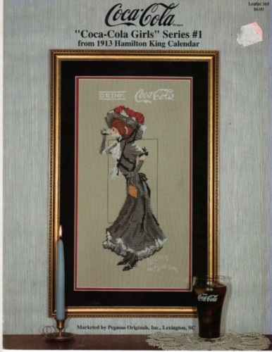 Pegasus Coca Cola Girls Series 1 1913 Hamilton King Calendar counted cross stitch leaflet