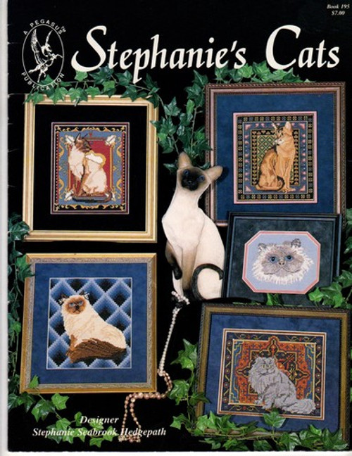 Pegasus Stephanie's Cats counted cross stitch booklet. Himalayan, Siamese, Country Cat, Morning Cat Nap, Abyssinian, Himalayan Head Study, American Short Hair, Persian. Stephanie Seabrook Hedgepath