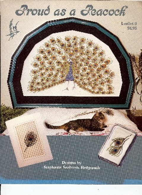 Pegasus Proud as a Peacock counted cross stitch leaflet. Stephanie Seabrook Hedgepath