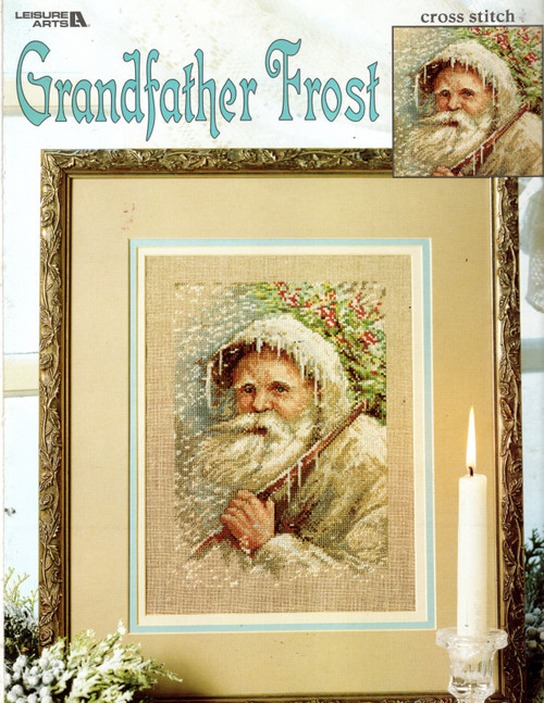 Leisure Arts Grandfather Frost Counted Cross Stitch Pattern leaflet.  Full-color charted design leaflet