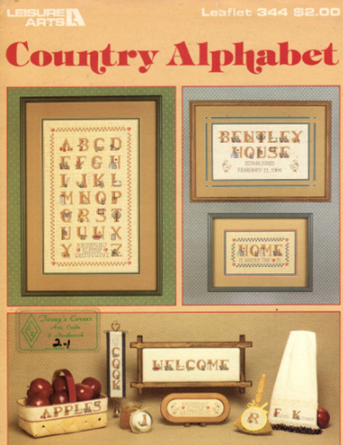 Leisure Arts Country Alphabet Counted Cross Stitch Pattern leaflet. Anne Van Wagner Young