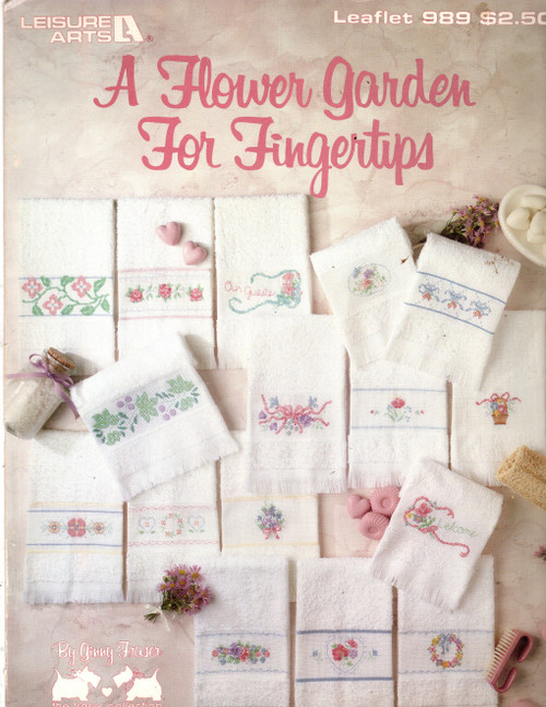 Leisure Arts A Flower Garden for Fingertips Cross Stitch Pattern leaflet. Ginny Fraser. 16 designs.
