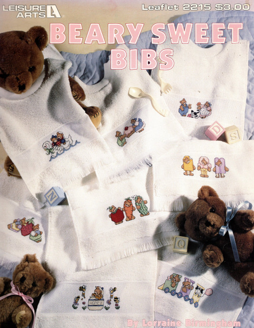 Leisure Arts Beary Sweet Bibs Cross Stitch Pattern leaflet. Lorraine Birmingham