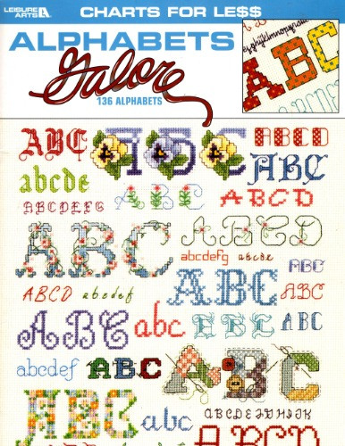 Leisure Arts Alphabets Galore Cross Stitch Pattern booklet. 136 alphabets. 50 pages