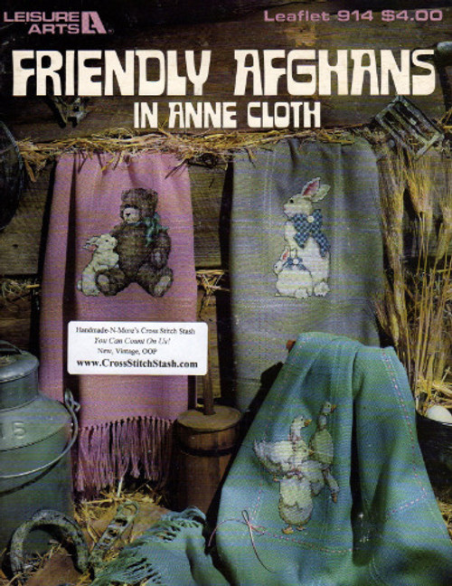 Leisure Arts Friendly Afghans in Anne Cloth counted Cross Stitch Pattern booklet