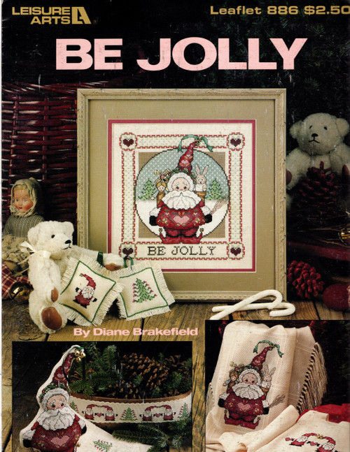 Leisure Arts Be Jolly counted Cross Stitch pattern leaflet. Diane Brakefield. Be Jolly, Tree, Santas.