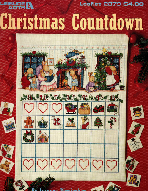 Leisure Arts Christmas Countdown counted Cross Stitch Pattern leaflet. Lorraine Birmingham. Full color charted design