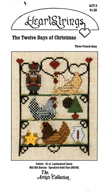 Artists Collection Heartstrings The 12 Days of Christmas Three French Hens Counted cross stitch pattern