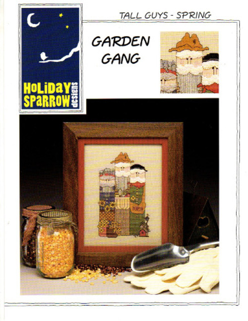 Holiday Sparrow Designs Tall Guys Spring Garden Gang Cross Stitch Pattern leaflet.