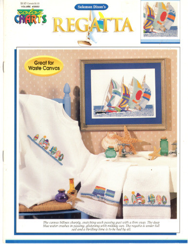Color Charts Regatta counted Cross Stitch Pattern booklet. Solomon Dixon. Sailing, Sailboat Towels