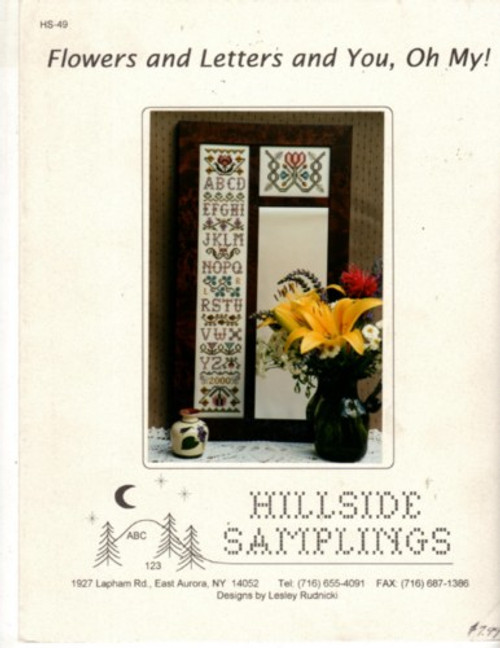 Hillside Samplings Flowers and Letters and You Oh My cross stitch leaflet
