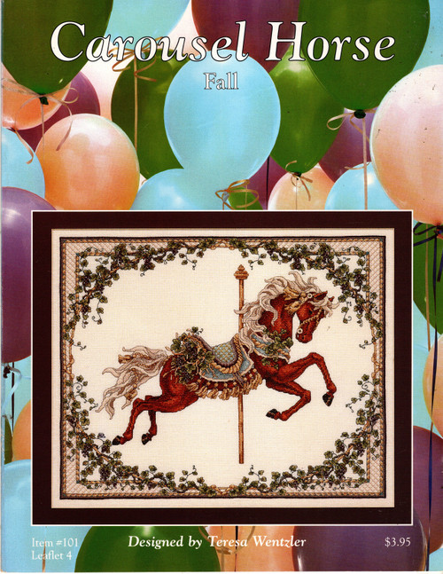Just Cross Stitch Carousel Horse Fall Counted Cross Stitch Pattern leaflet. Teresa Wentzler