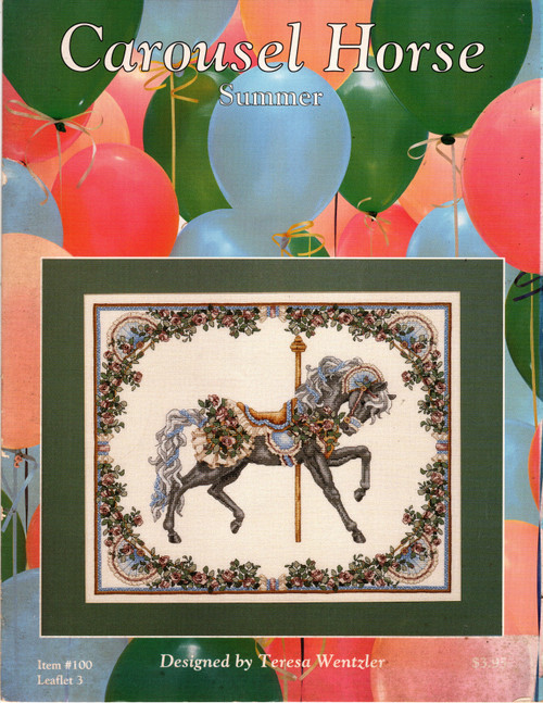 Just Cross Stitch Carousel Horse Summer Counted Cross Stitch Pattern leaflet. Teresa Wentzler.