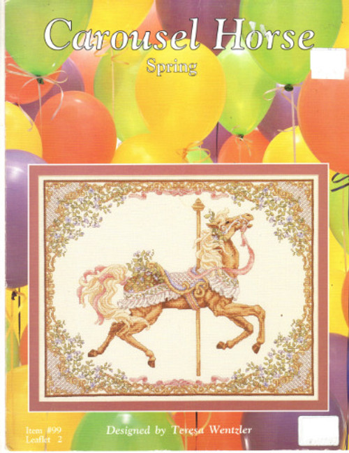 Just Cross Stitch Carousel Horse Spring Counted Cross Stitch Pattern leaflet. Teresa Wentzler