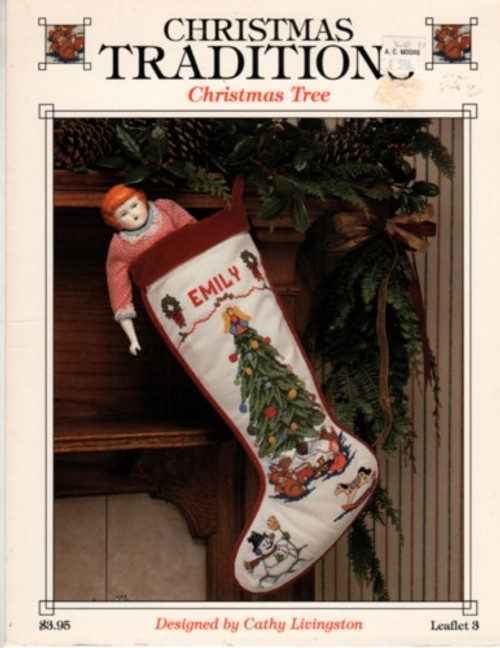 Just Cross Stitch CHRISTMAS TRADITIONS Christmas Tree Stocking (used