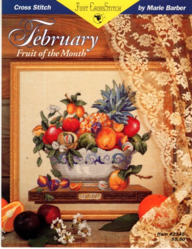 Just Cross Stitch Fruit of the Month February Counted Cross Stitch Pattern leaflet. Marie Barber