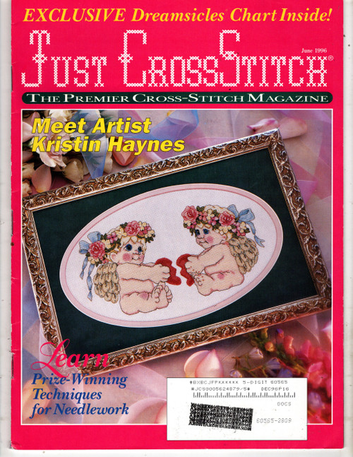 Just Cross Stitch Magazine May/June 1996 cross stitch magazine. Dreamsicles Friendship Cherubs