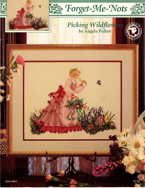 Just Cross Stitch Forget-Me-Nots Picking Wildflowers Cross Stitch Pattern leaflet. Angela Pullen.