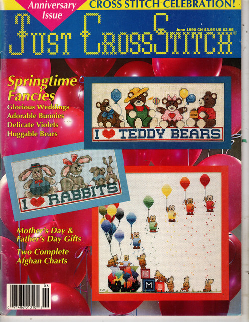 Just Cross Stitch Magazine May/June 1990 cross stitch magazine. Baby Sampler, Baby Things Baby Afghan, Wreath of Spring Flowers, Yellow Violets, Pintail Duck, Rainbow Bears, I Love Teddy Bears, I Love Rabbits, African Violets, Yellow Lady Slippers, Harvest Basket, Grape Arbor, Beach Bag, The Button Vendor Linda Jary and more Just Cross Stitch Magazine May/June 1990 cross stitch magazine. Baby Sampler, Baby Things Baby Afghan, Wreath of Spring Flowers, Yellow Violets, Pintail Duck, Rainbow Bears, I Love Teddy Bears, I Love Rabbits, African Violets, Yellow Lady Slippers, Harvest Basket, Grape Arbor, Beach Bag, The Button Vendor Linda Jary and more