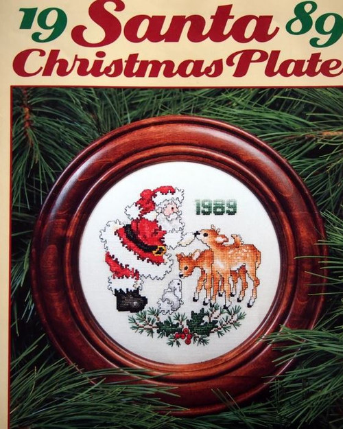 Stoney Creek 1989 SANTA CHRISTMAS PLATE Counted cross stitch pattern leaflet