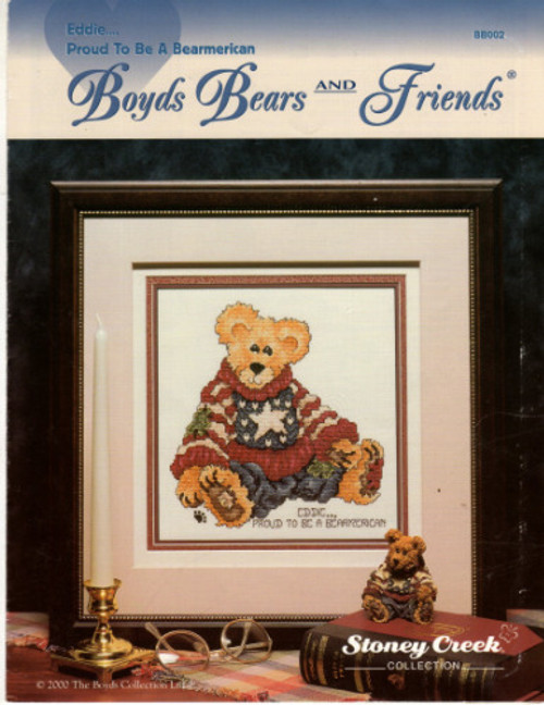 Stoney Creek Boyds Bears and Friends Eddie Proud to be a Bearmerican Counted cross stitch pattern leaflet.