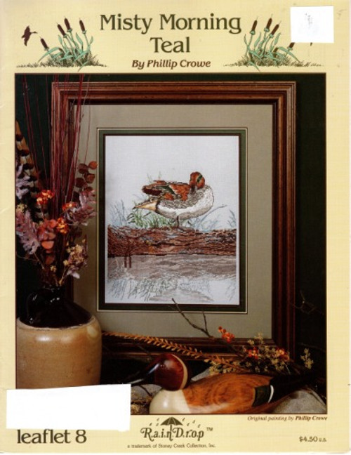 Stoney Creek Misty Morning Teal Raindrop Counted cross stitch pattern leaflet. Phillip Crowe