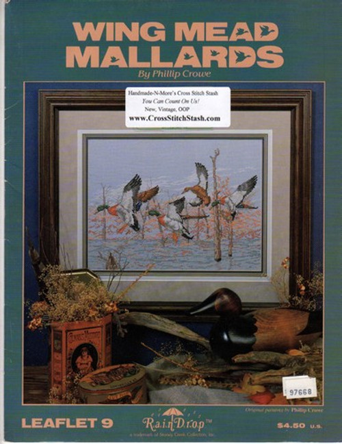 Stoney Creek Wing Mead Mallards RainDrop Counted cross stitch pattern leaflet. Phillip Crowe.