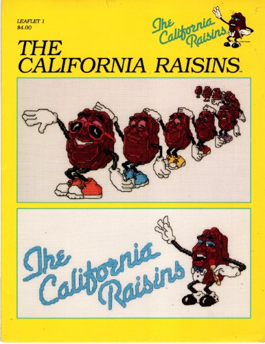 Just Cross Stitch The California Raisins Counted Cross Stitch Pattern leaflet. Logo with Microphone, Conga Line