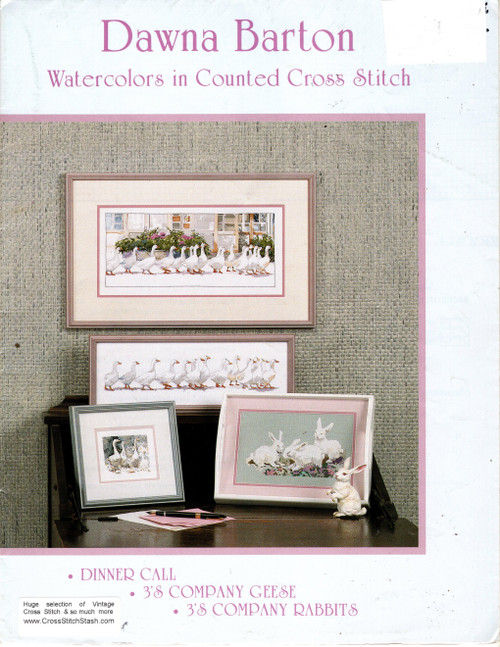 Dawna Barton Dinner Call, 3's Company Geese, 3's Company Rabbits cross stitch leaflet