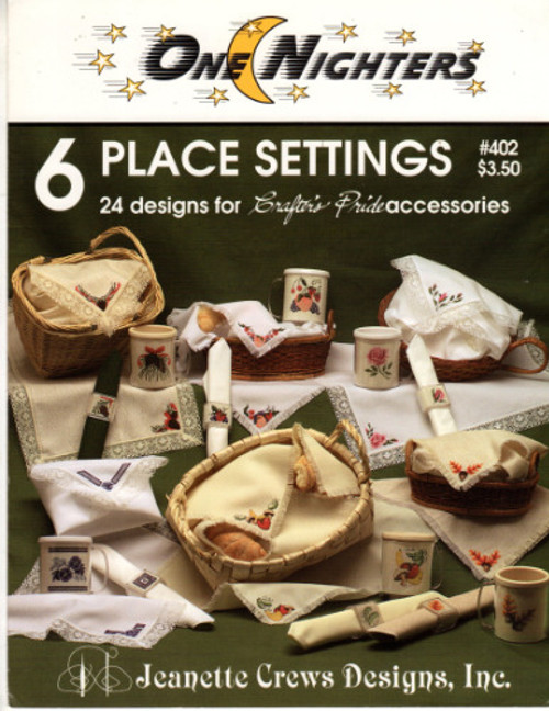 Jeanette Crews One Nighters 6 Place Settings counted cross stitch leaflet.