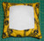 Small Tuck Pillow Yellow with black Peace signs cotton fabric