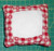 Tiny Tuck Pillow Red and White Gingham with White Stars Homespun.  Cute little fabric pillows to "frame" your needlework