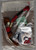 Bent Creek Zippers Jolly Santa counted cross stitch pattern kit. Kit includes  fabric, threads, embellishments, needle, chart. Fourth in the 2002 Series of Zipper kits