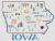 Sue Hillis Designs UNITED STATES MAP Iowa