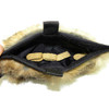 All-natural rabbit fur treat pouch - has waterproof liner and reinforced stitching. 