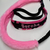 Martingale dog collar and tug leash - Pink camo microsuede collar and pink fake fur tug. 