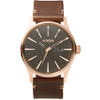 Nixon SENTRY LEATHER Rose Gold / Gunmetal / Brown Watch